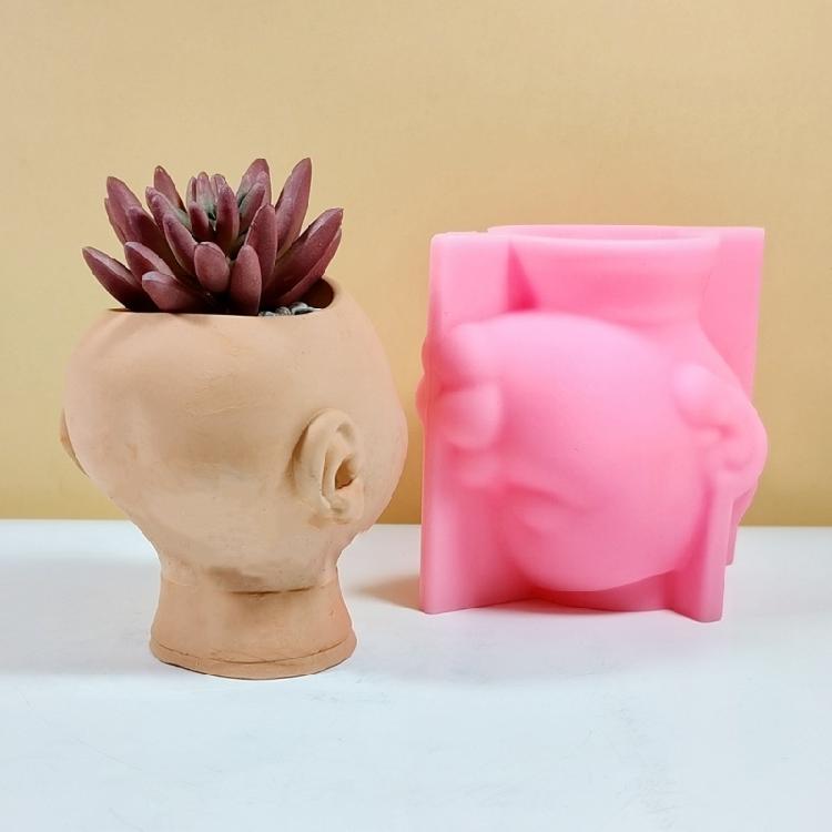 Concrete Vase Silicone Mold Handmade Ugly Girl Flower Pots Plaster Epoxy Resin