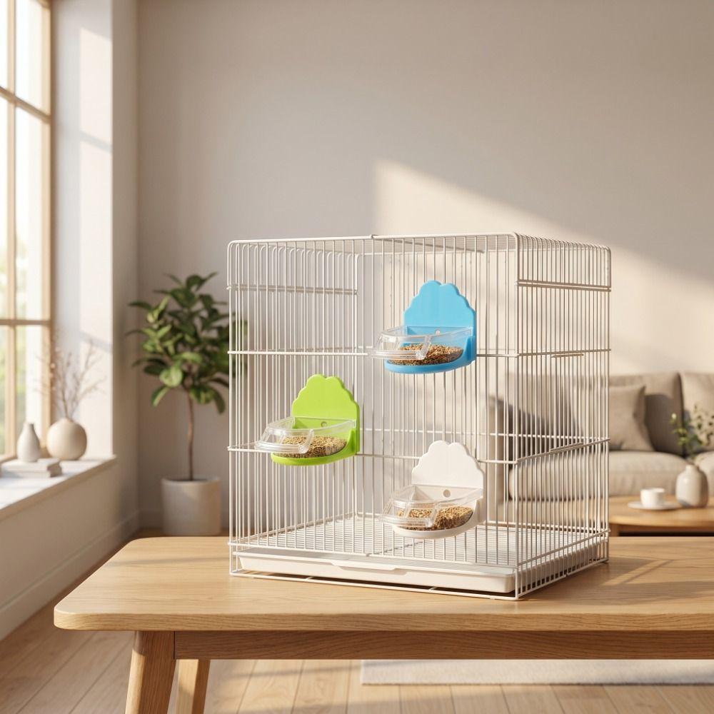 Transparent Cage Mount Bird Feeder Detachable Bird Feeding Water Box For Parakeet Lovebird