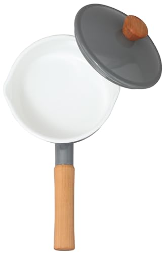 Nodahoro Enamel Saucepan, 14cm, Gas/IH Compatible, Single-Handed Pot, Made in Japan, Color Gray, CL-14NGR