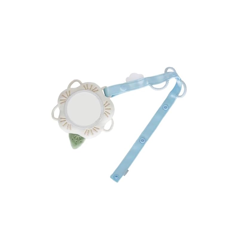 Shaol Set with Ring Mirror and Ring Strap (Plum and Blue / 0-Year-Old Baby) - Educational Toy for Newborns, Stroller, Playpen, Gentle Bell Sound,