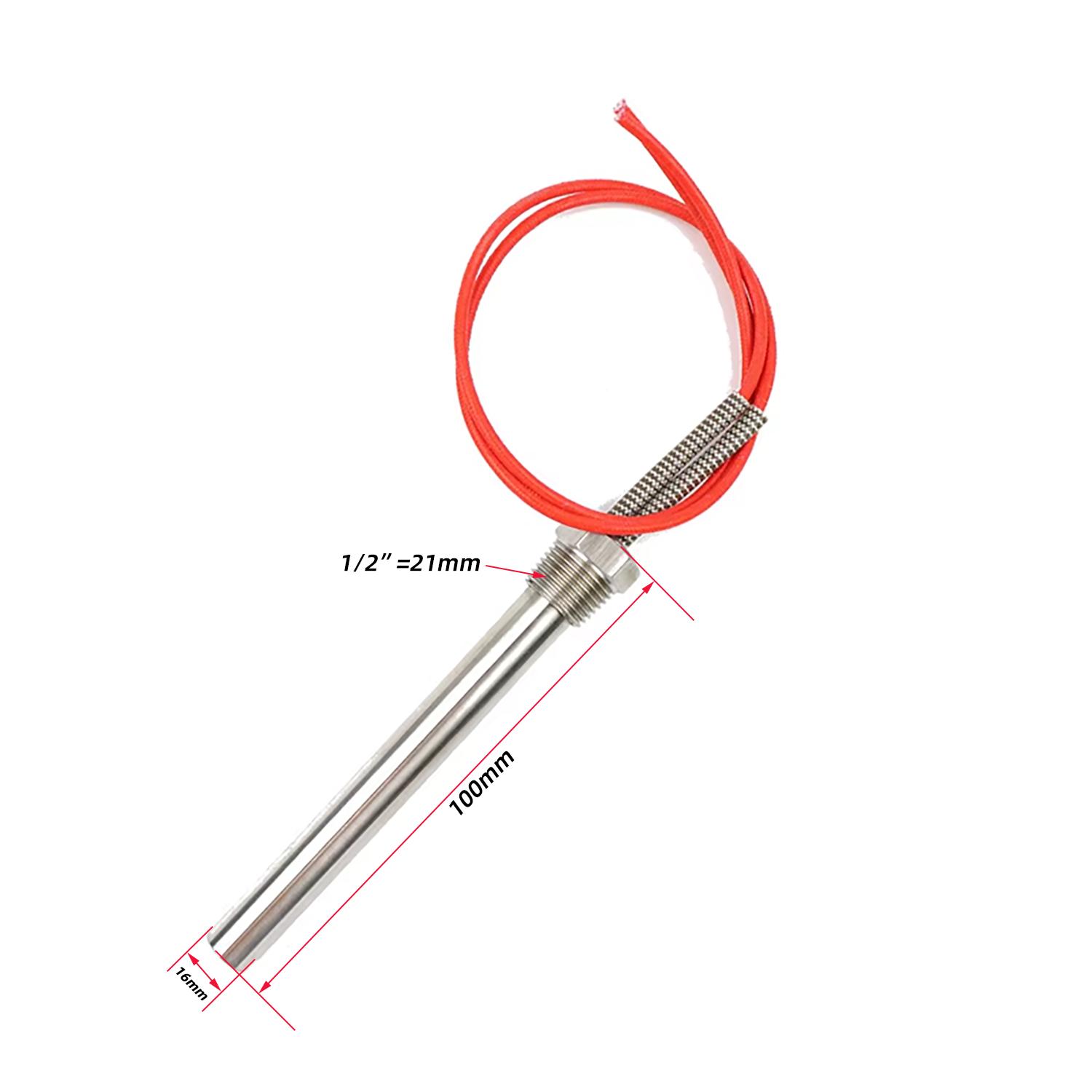 1/2  Cartridge Heater 12v/24v/36v/48v/60v/72v Immersion Heating Element Stainless Steel Tubular Rod Heater 12V 50W 16x100mm