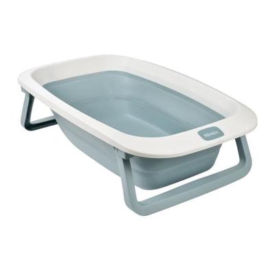 BÉABA - Foldable Baby Bathtub - Ultra Compact - Non-slip Feet - Drain Plug - Eazy Pop Camélé'O - 29L - Blue