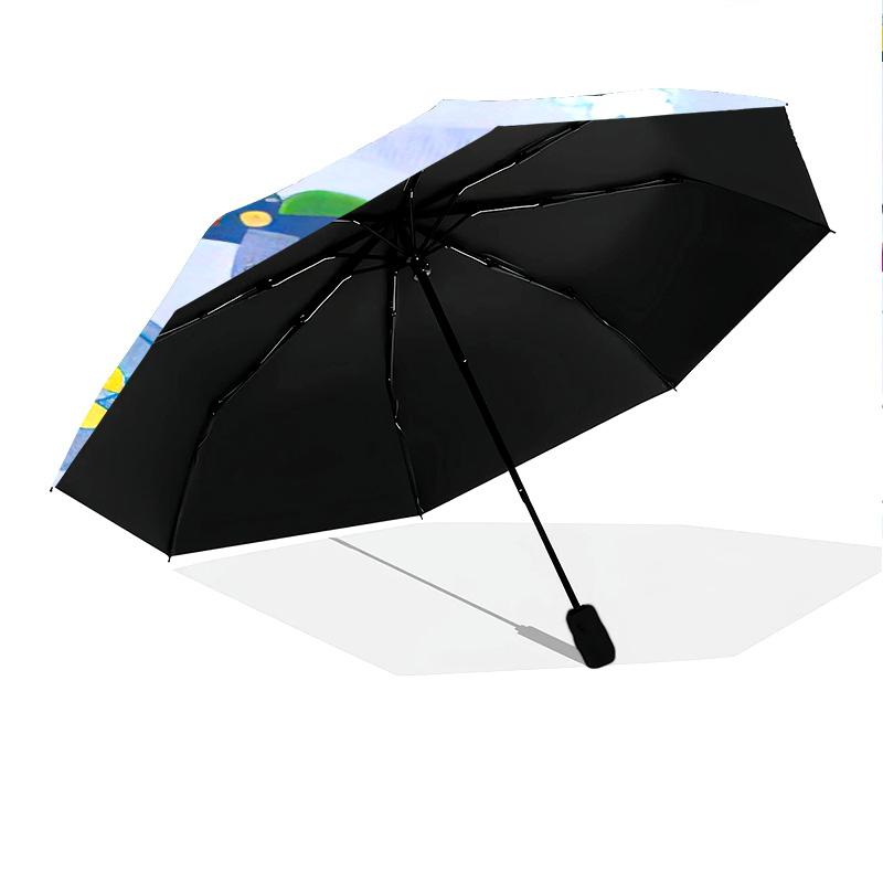 1pc Airplane Theme Pattern Umbrella Portable Folding Umbrella Iron Frame Hole Bone Structure Outdoor Home Umbrella