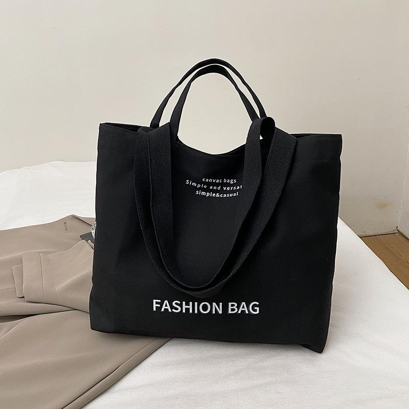 New Canvas Women's Bag Korean Street Trend Handbag Bag with Simple and Versatile Letters and Large Capacity Shoulder Oblique Span Bag