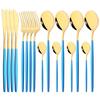 16Pcs Dinnerware Knife Fork Coffee Spoon Cutlery Set  Flatware Stainless Mint Green Gold Steel Silverware Tableware Set