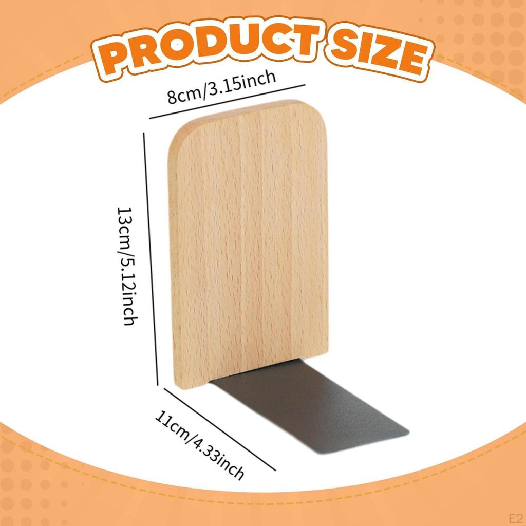 Wooden Book End Books Stopper Heavy Duty Elegant for /magazines Support Bookcase