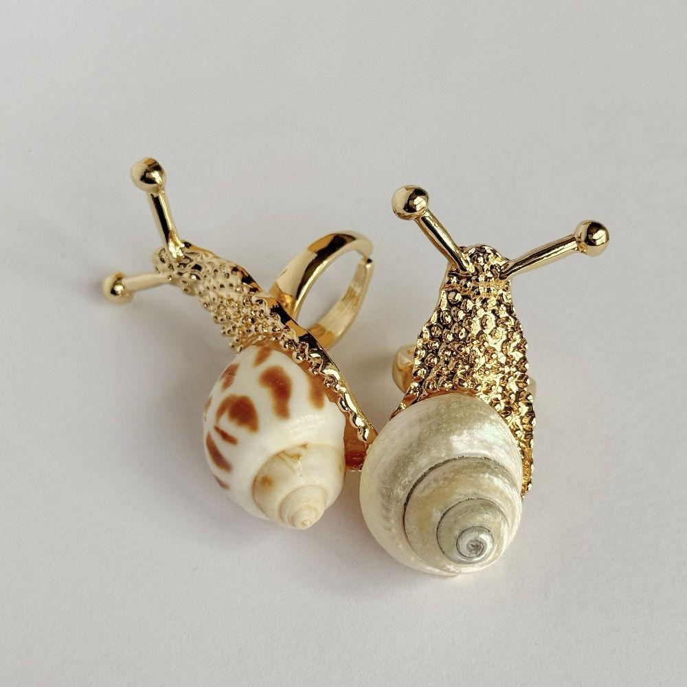 Natural Shell Snail Ring Korean Style Bohemia Finger Ring Creative Ocean Animal Ring Couple