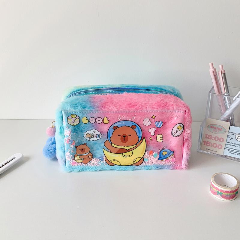 

Cute Plush Capybara Pen Bag Cartoon Large Capacity Cosmetic Bag Stationery Storage Pouch Portable Students Stationery Bag