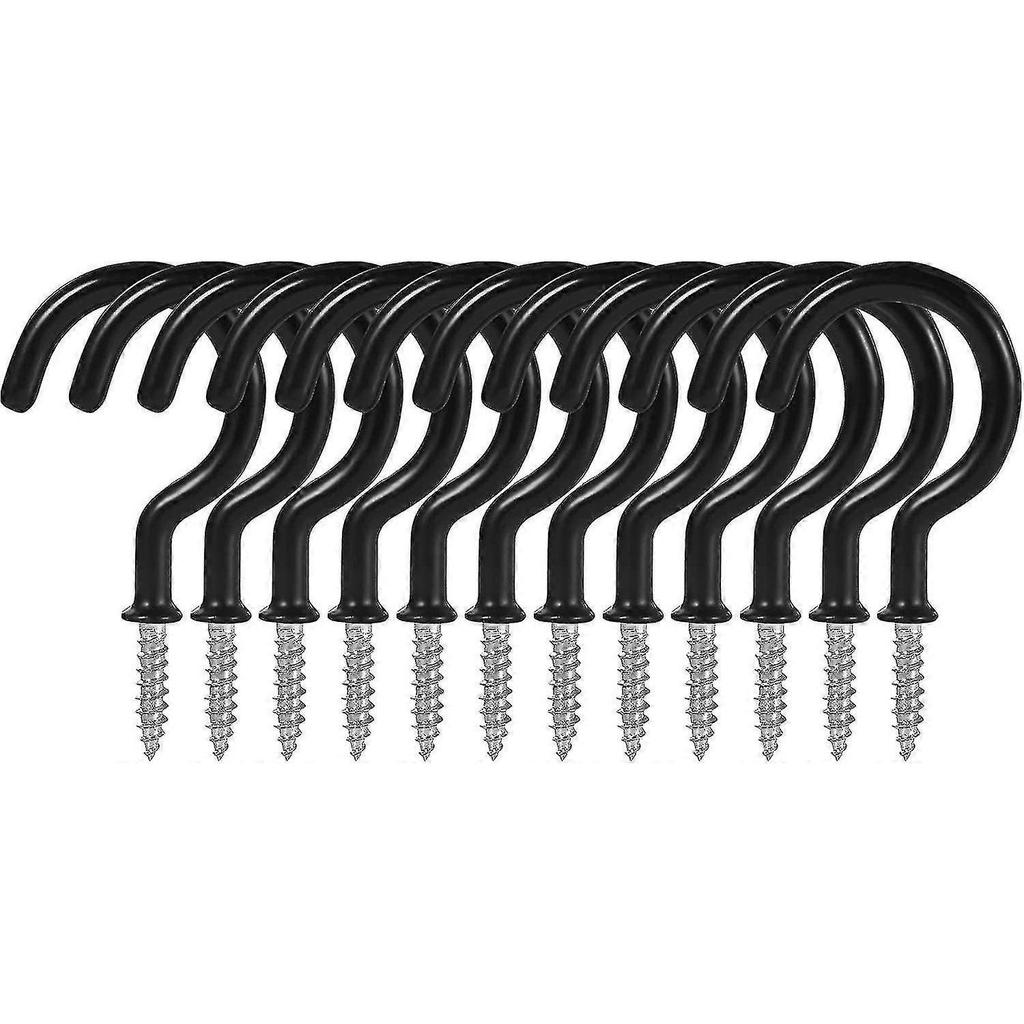 2 Inch Ceiling Hooks, 12 Pcs Screw-in Cup Hooks, Vinyl Coated Screw Hooks For Hanging Plants Lights Mugs Heavy Duty Indoor Outdoor Use, Screw In Metal