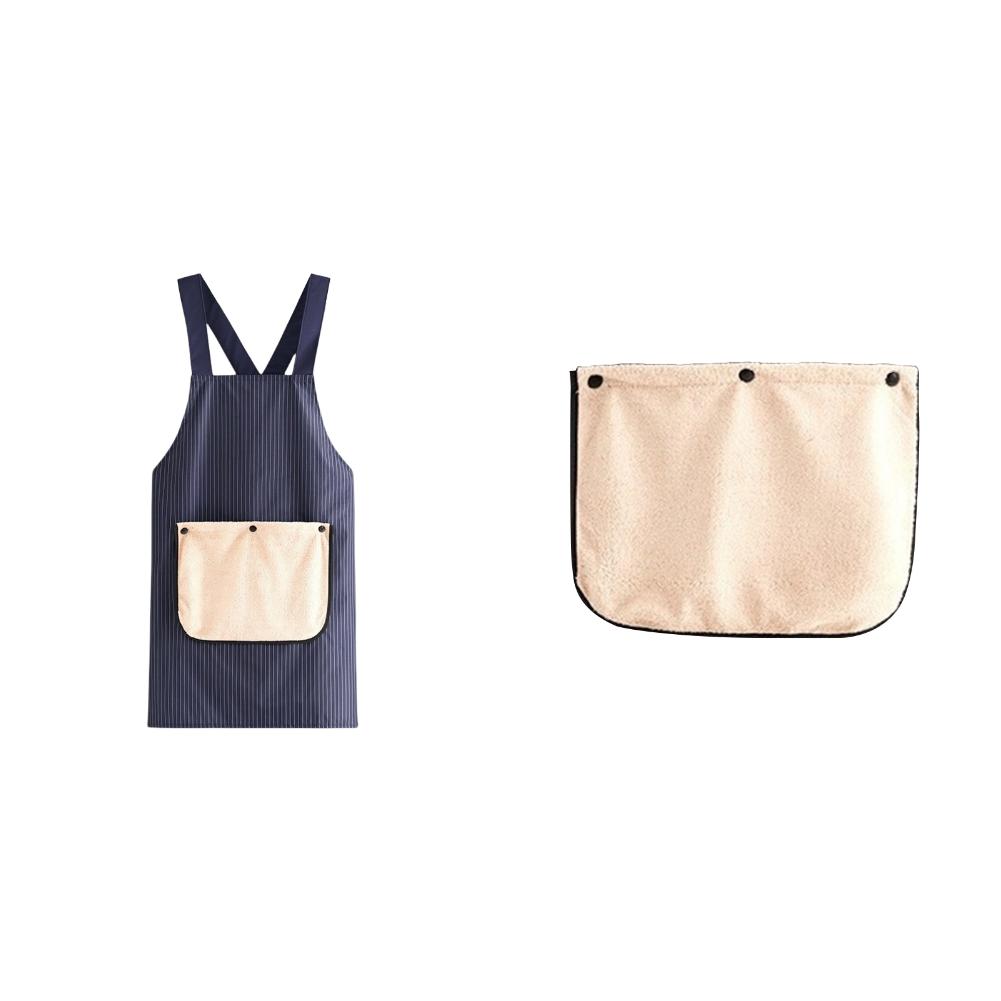 1/2Set No-Tie Cross Back Chef Apron Cross-Back Waterproof Kitchen Apron with Removable Hand Towel Pockets Anti-fouling Uniform