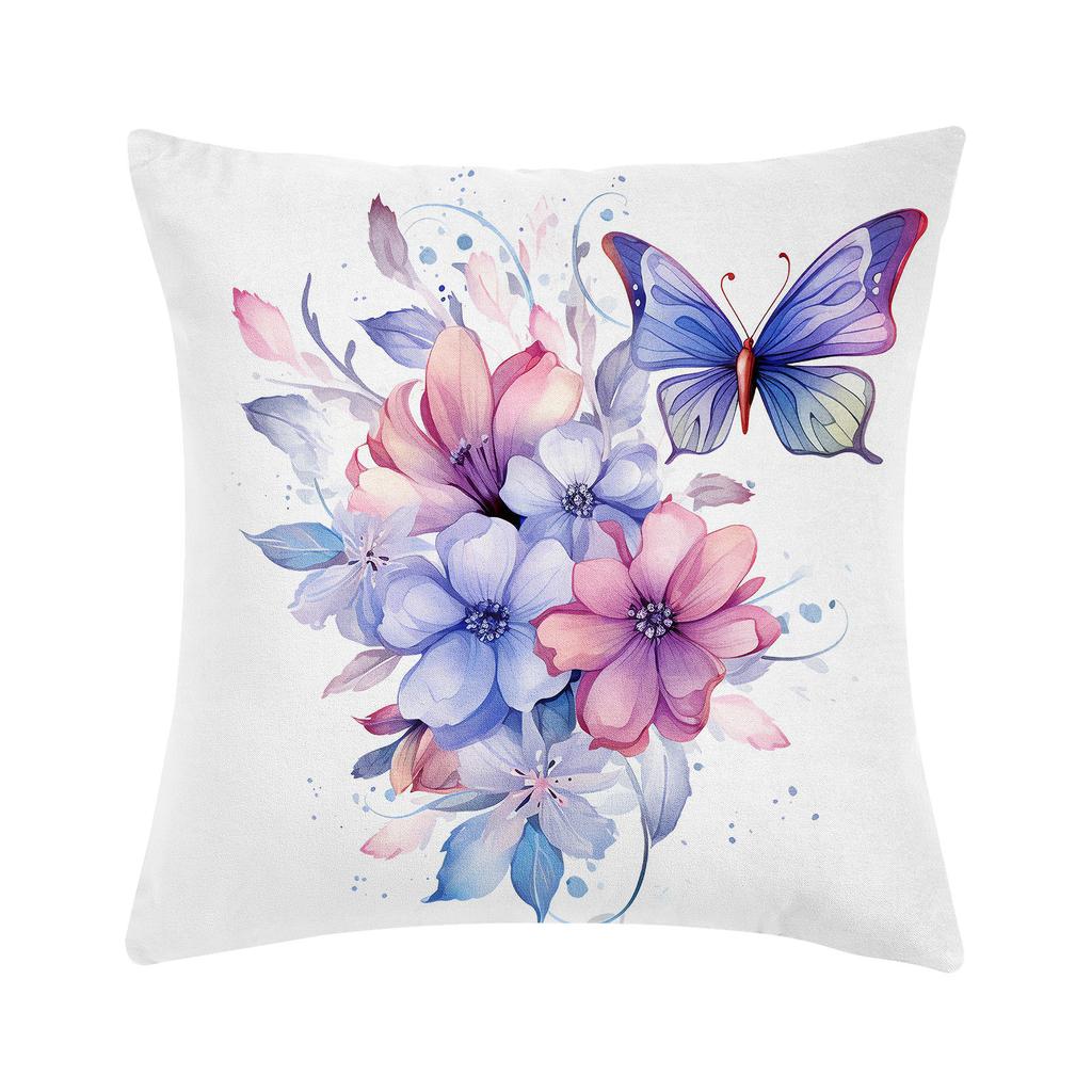 Spring And Summer Butterfly Print Pillow Car Cushion Head-To-Bench Pillow Short Plush Pillow Case Premium Durable