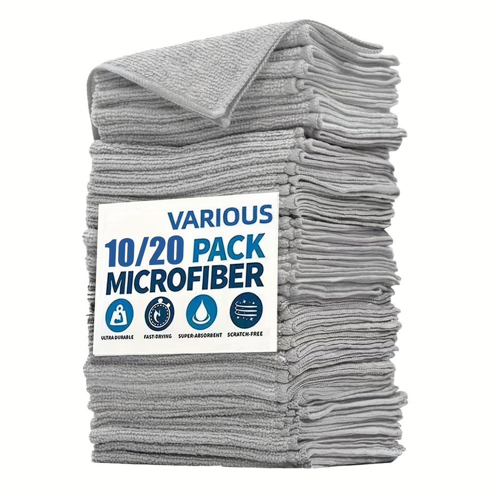 20/10pcs Durable Microfiber Cleaning Cloth - Super Absorbent, Quick-Drying, No Scratches, Reusable and Machine Washable for home kitchen Hotel