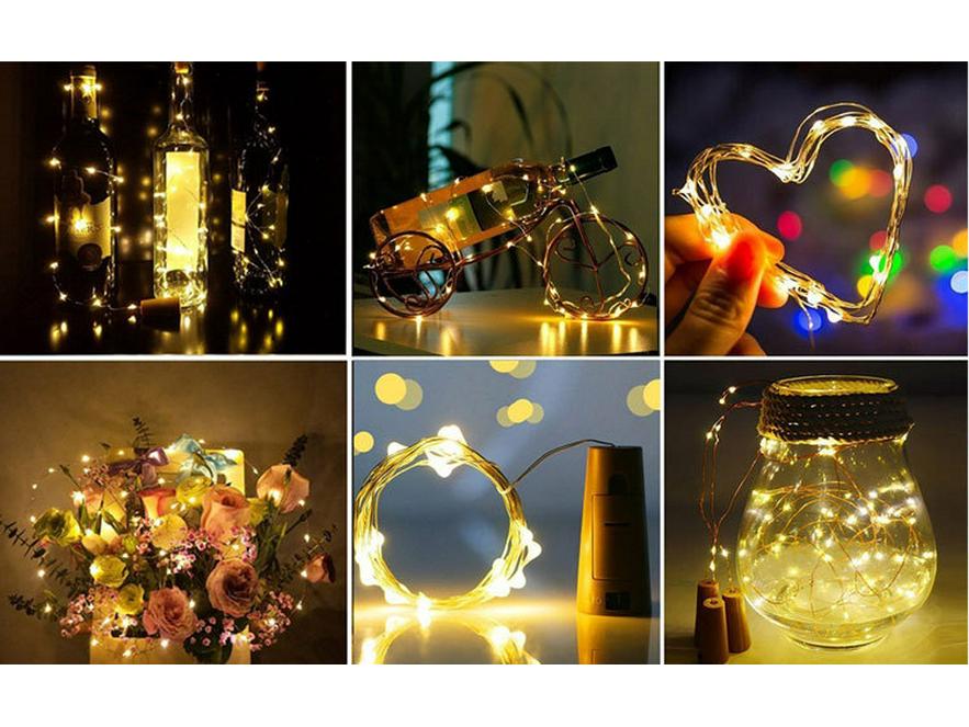 LED Fairy Star Lights with AG13 Battery, Copper Wire Bottle Stopper for Christmas Decoration