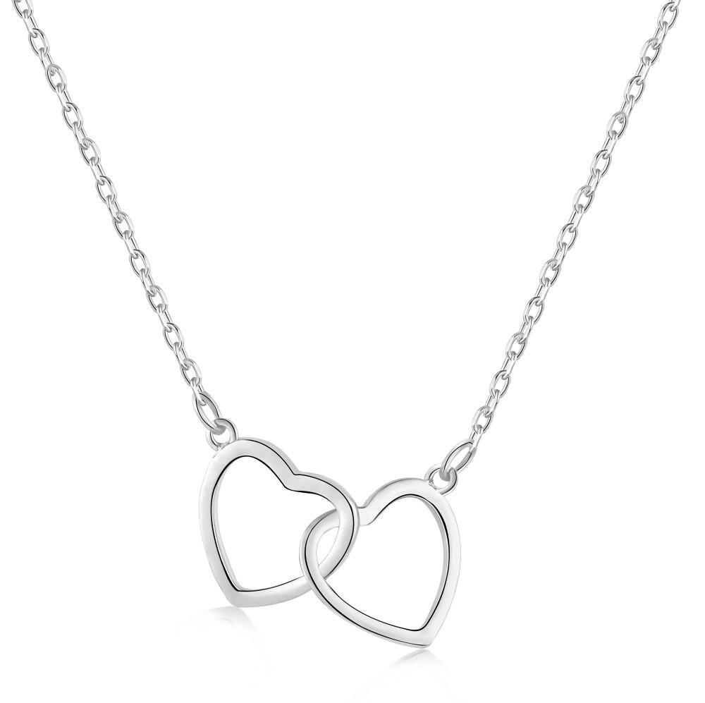 

925 Sterling Silver Double Heart Necklace - Women s Japanese & Korean Fashion, Luxury Niche Design, Exquisite Pendant. 925 Sterling Silver