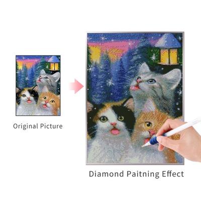 5D Diy Diamond Mozaic Snow Cat Diamond Painting Animal Diamante Broderie iarna Cusatura de cruce Cut