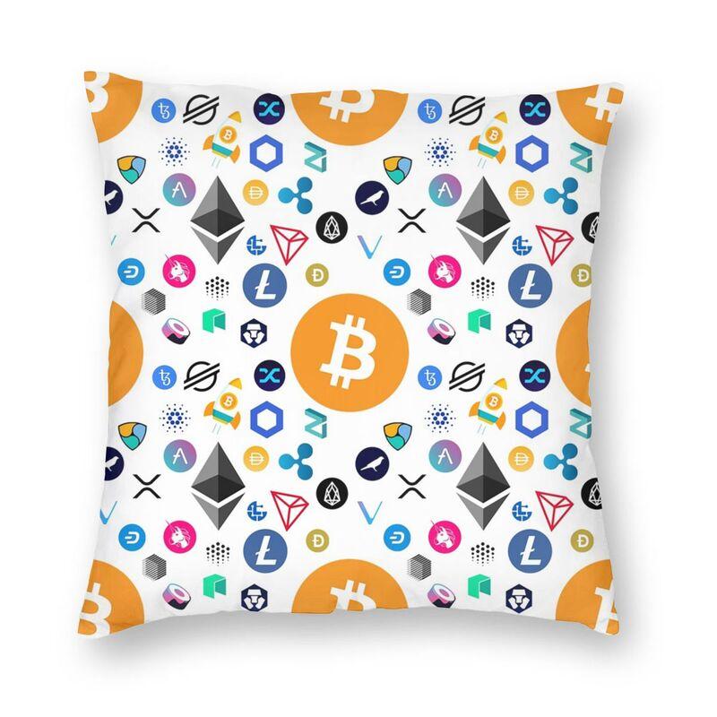 Bitcoin Cryptocurrency Square Throw Pillow Cover Decoration Print Ethereum Blockchain Btc Cryptocurrency Cushion Cover for Sofa