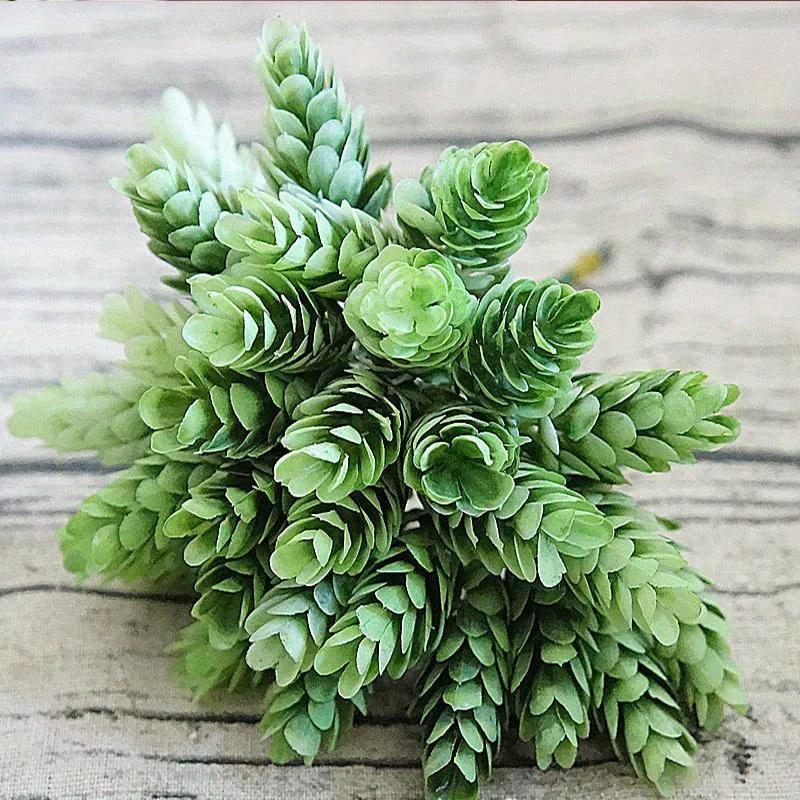 

2 Bundles Fake Green Plant Artificial Plastic Flowers for Home Table Decorative Wedding Christmas Diy Candy Gift Box 2Pcs зелений