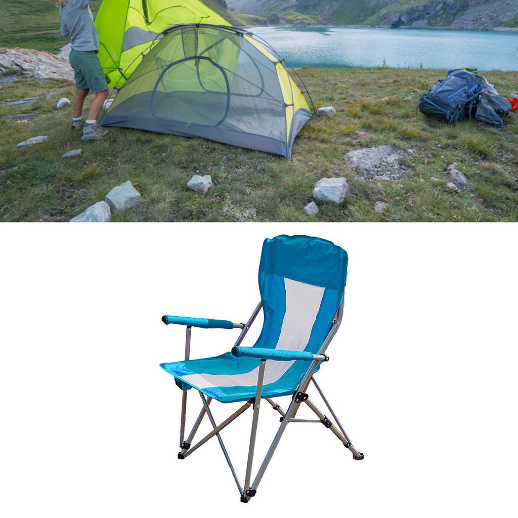 Portable Camping Chair Oxford Cloth Folding Camp Arm Chair with Cup Holder for Outdoor Fishing Picnic Green