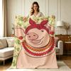 Soft Flannel Blanket with Cute Pig And Rose Floral Print All Season Warm Lightweight Throw Blanket for Sofa Couch Bedroom Living Room Office Home Deco