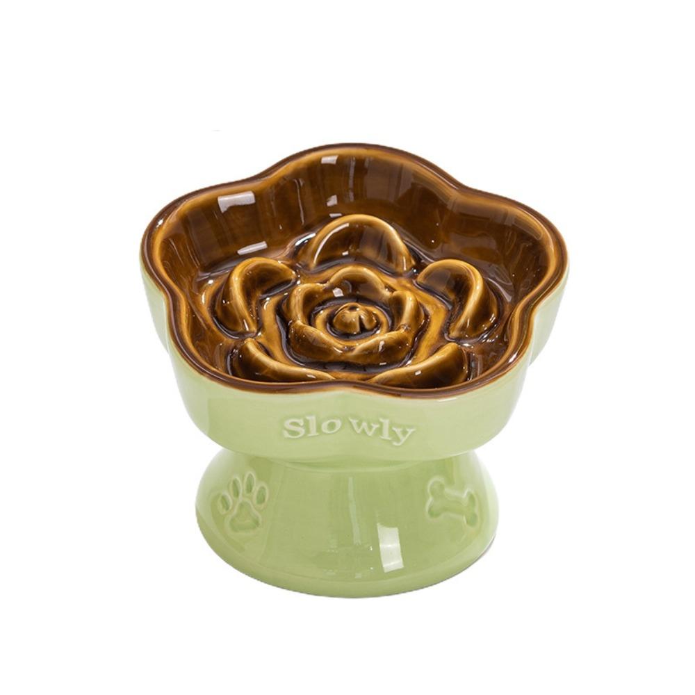 

Креативная миска для медленного кормления кошек, керамическая миска для кормления собак, поилка для домашних животных, котенок, щенок зелёный