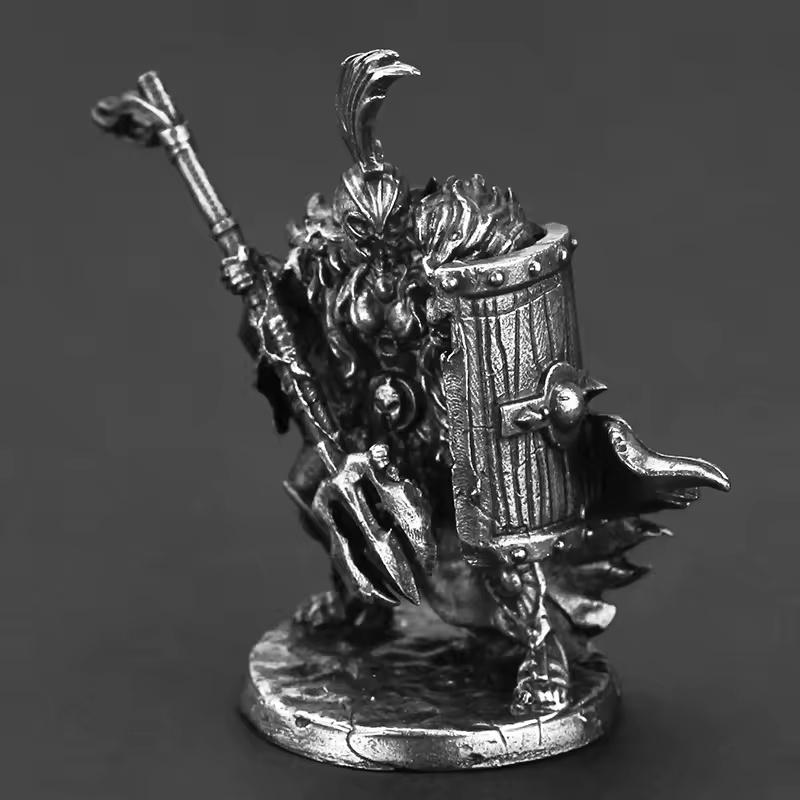 Solid Metal Dwarf  Warrior Metal Soldier Miniature Tabletop Game Piece Car Decor Birthday Gift for Men Collectible Ornament