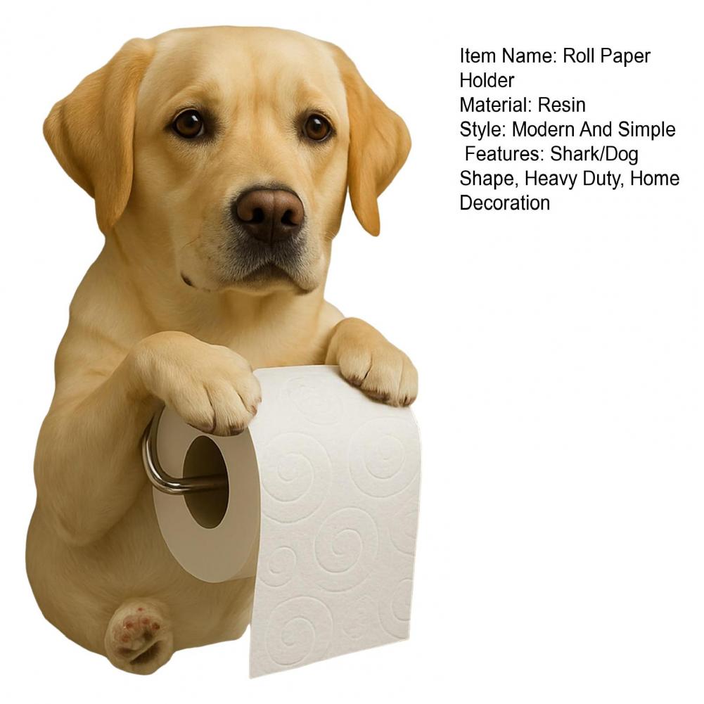 22*12cm Hunde Toilettenpapierhalter Wandmontage Harz Hai Rollenpapier-Organizer Badezimmer Küche Papierhandtuch Taschentuchspender Dekoration
