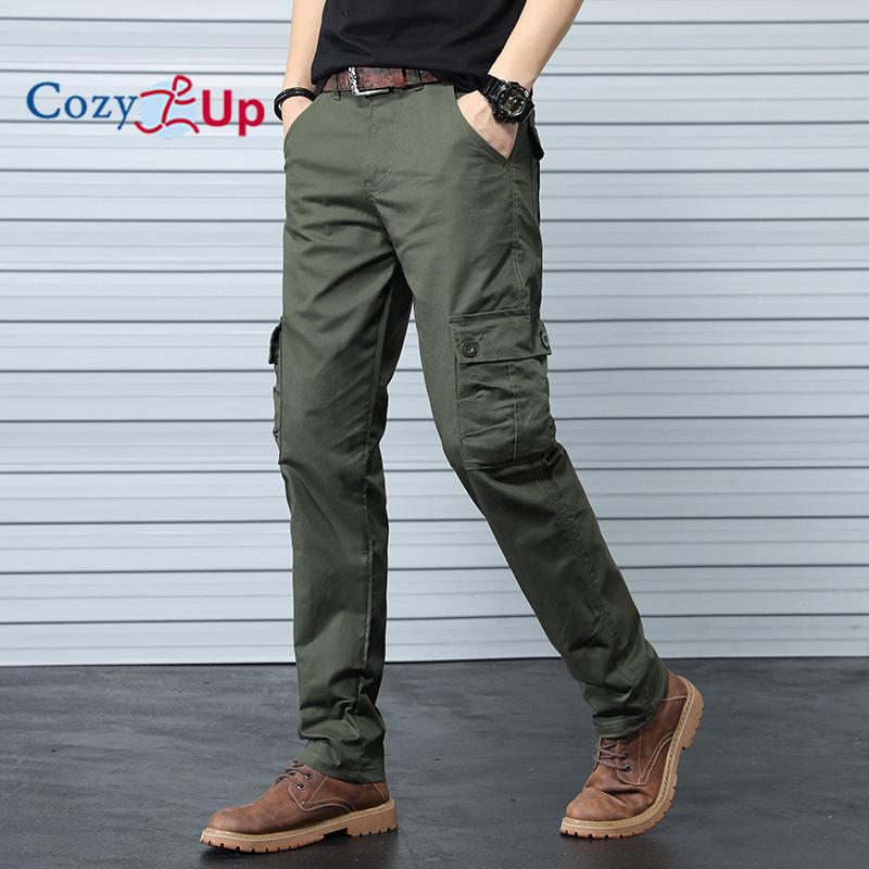 

Уютные однотонные свободные мужские прямые повседневные брюки с 6 карманами 40 армия зеленый