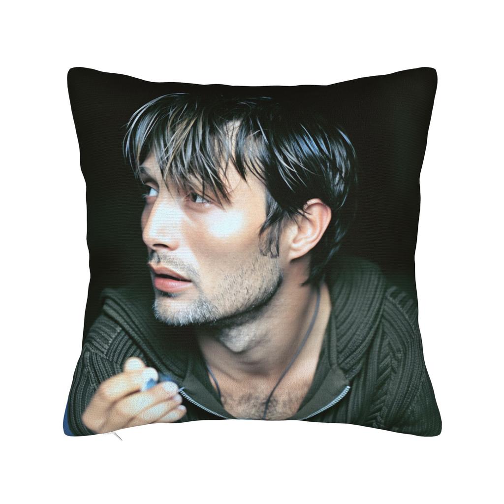 Mads Mikkelsen Hannibal Vtipný povlak na polštář Měkký povlak na polštář do kanceláře, auta, domácí dekorace Moderní povlak na polštář