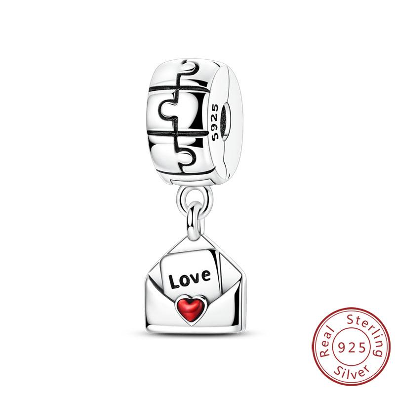 Charms Copper Love Bow Four-Leaf Clover Heart Rose Panda Cat Charms Beads Pendant Fit Original Bracelet Diy Jewelry