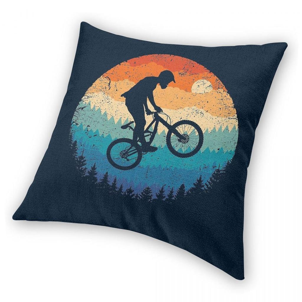 Mountain Biking Mtb Retro Square Pillowcase Polyester Linen Velvet Printed Decorative Throw Pillow Case Home Cushion Case 18"