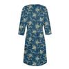 Lässiges und modisches Kleid für Damen mit Blumenmuster, 3/4-Ärmeln, Tasche und Reißverschluss auf der Rückseite