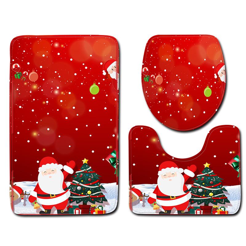 Santa Toilet Three-Piece Floor Mat Doormat Bathroom Carpet