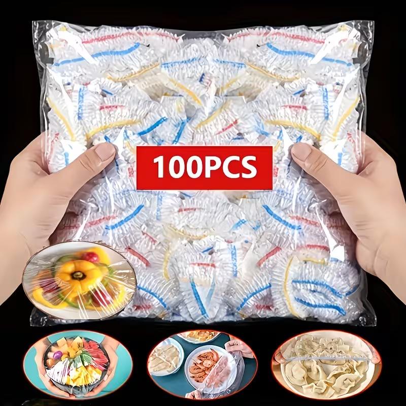 Reusable Elastic Bowl Covers Food Grade Plastic Fresh Keeping Film Stretch Food Covers for Kitchen Food Storage Meal Prep