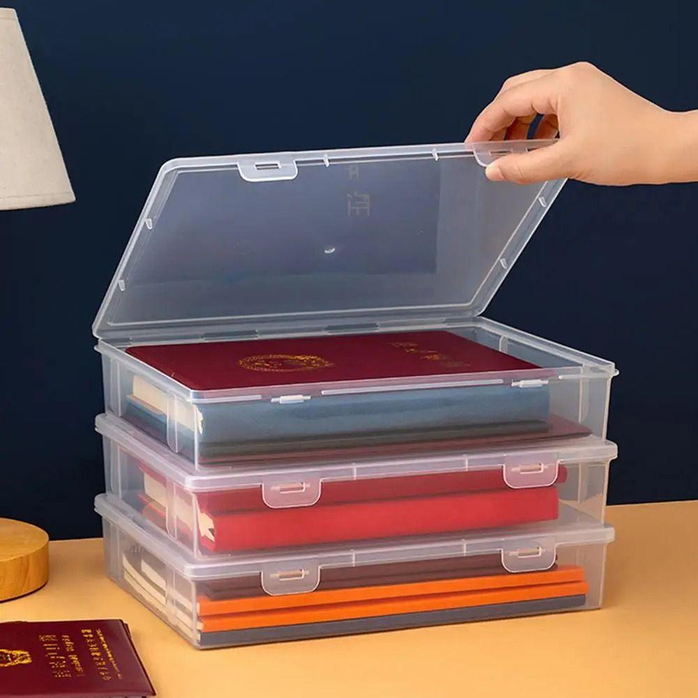1Pcs Plastic Document Storage Container File Box  for Data Certificate Stationery Jewelry
