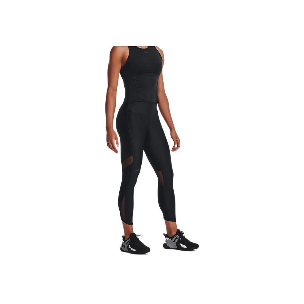 Under Armour Solid Color Casual Tight Fitness Cropped Sports Pants Women Bottoms Black 1369905-001