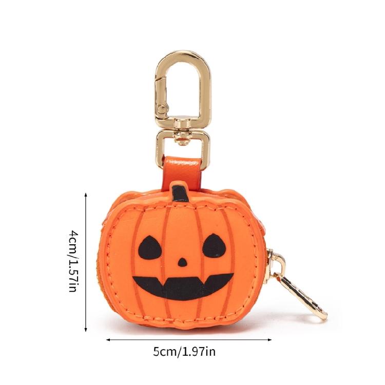 Small Coin Purse Keychain for Women Pumpkin Spiders Web Coin Pouch with Keychain Bag Charms Accessories Gift for Womens