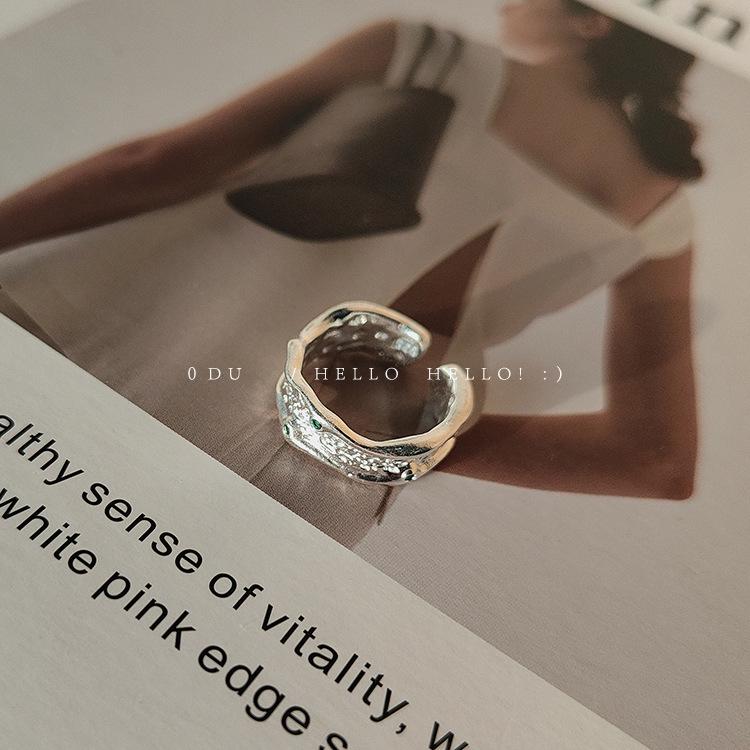 Geometric Zirconia Pleated Adjustable Ring - Women s Trendy Open Design for Index Finger Open Adjustable