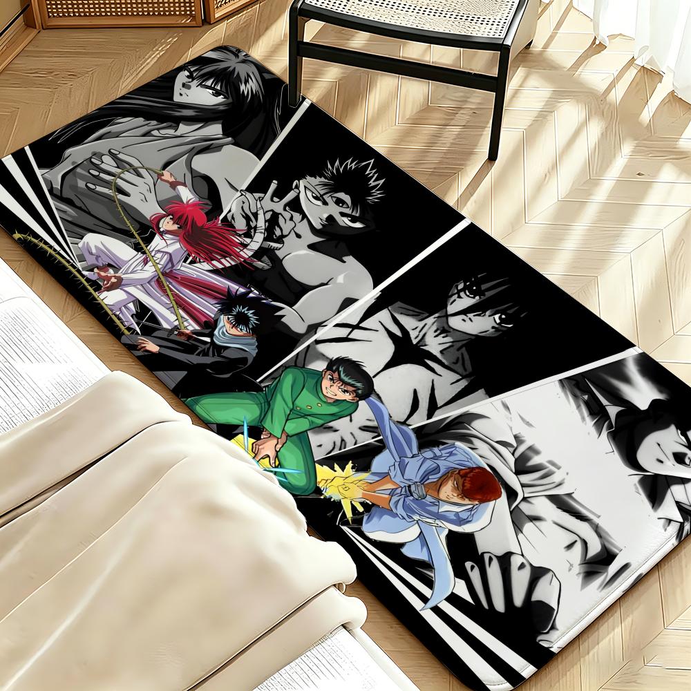 anime Y-Yu Yu H-Hakusho Floor Mat Soft Flannel Floor Mat Suitable for Entryways, Living Rooms, Bedrooms, and Bathrooms