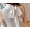 Summer New Office Lady Fashion Sleeveless Chiffon Shirt Halter Blouse Women White Turtleneck Back Bow Tie Blusas Tops 15215
