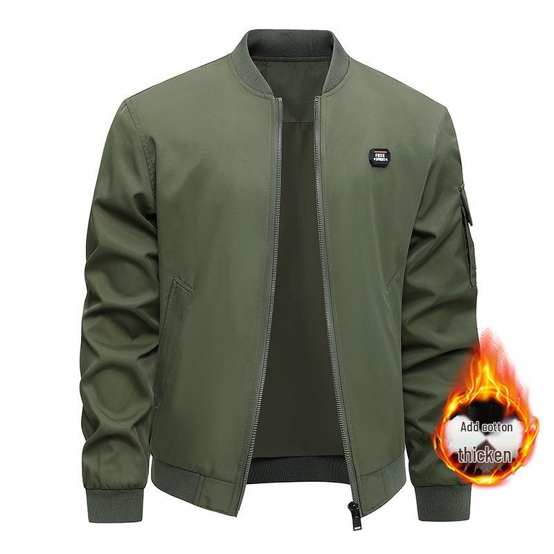 2025 Men's Spring/Autumn Baseball Jacket - Thick, Warm, Plus Size Outerwear