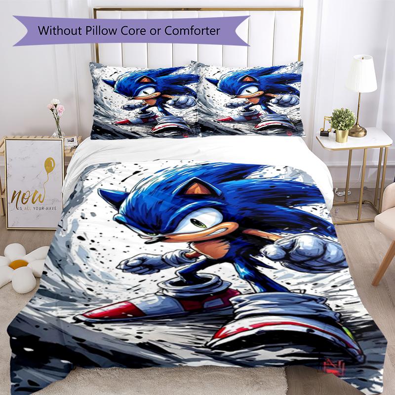 3pcs Sonic Bedding Set Duvet Cover Closure Includes 1 Duvet Cover & 2 Pillowcases, Soft and Comfortable for All Seasons.