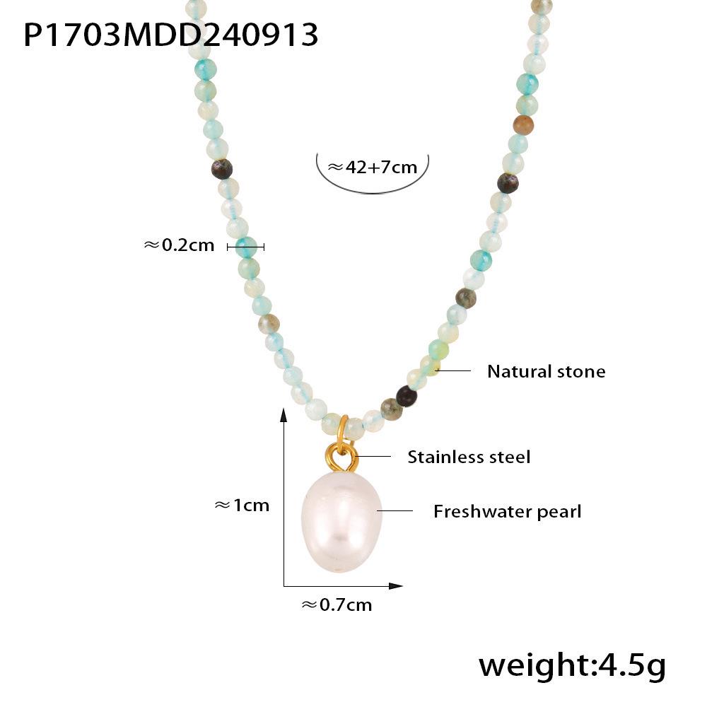 Natural Stone  Freshwater Pearl Pendant Necklace - Elegant European  American Clavicle Design for Women.