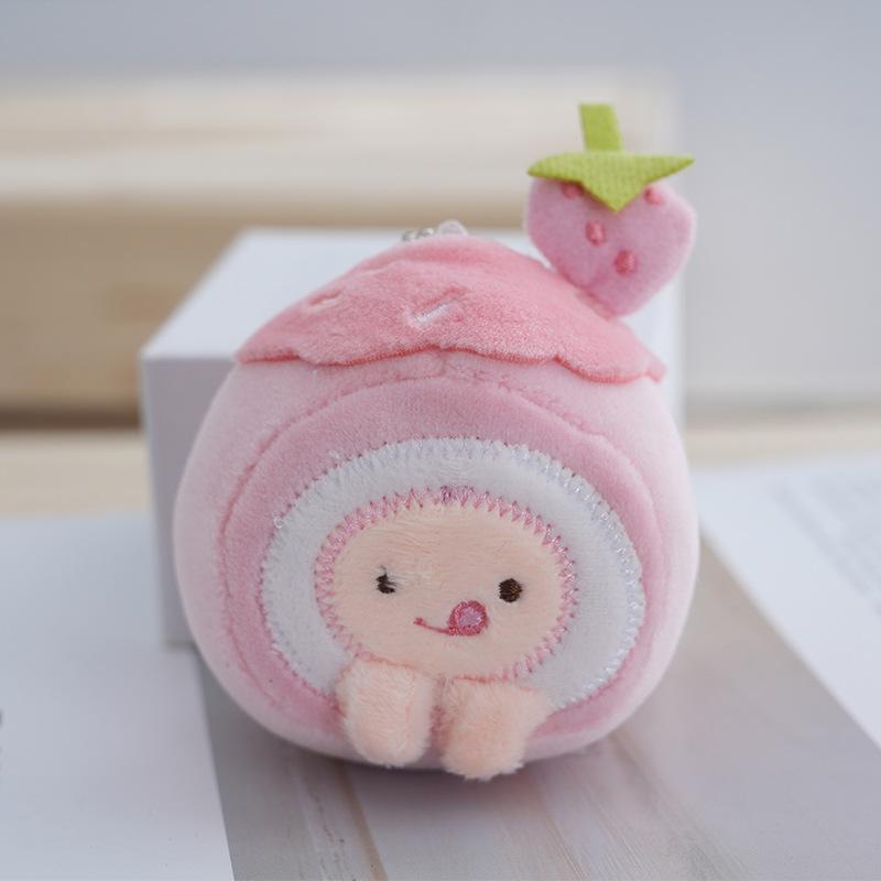 

Милая Уютная Плюшевая Кукла Клубничный Сливочный Сыр 10 см Для Сумок Девочек розовый