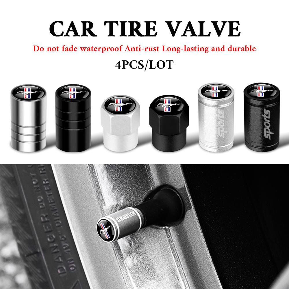 4pcs Car Styling Wheel Tire Valve Air Stem Cap Badge Decoration For Mustang Ranger Focus Kuga Fusion Mondeo Esco Fiesta