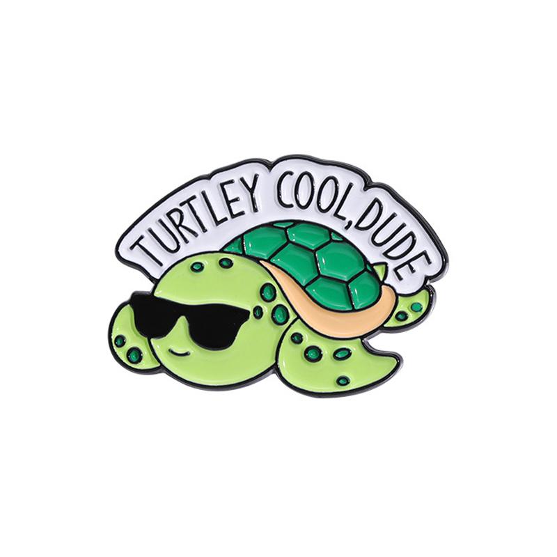 Cool Turtle Dude Enamel Pin Cartoon Animated Movies Sea Animals Metal Brooches Lapel Badge Funny Jewelry Gift For Kids Friends