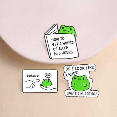 How To Get 8 Hours Of Sleep In 3 Hours Enamel Pin Funny Sarcastic Office Quotes Cute Frog Animal Brooch Lapel Bagde Jewelry Gift