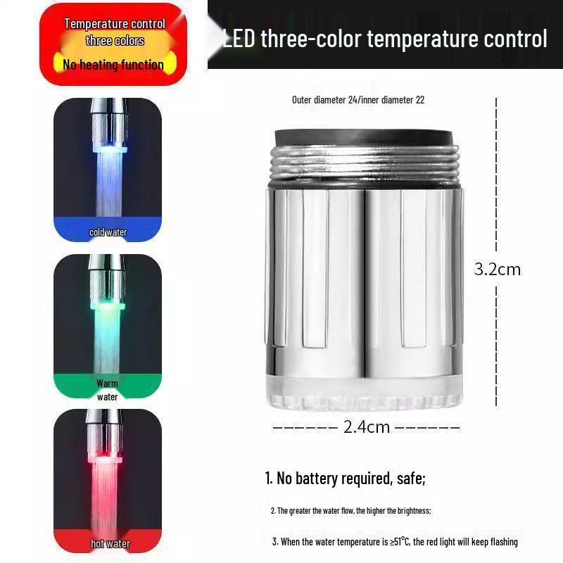 LED Smart Color-Changing Kitchen Faucet Head with Temperature Control