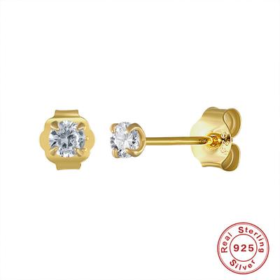 Popular S925 Sterling Silver Mini Four-Claw Zircon Stud Earrings Simple Silver Jewelry Gift Accessories Sterling Silver Stud Earrings