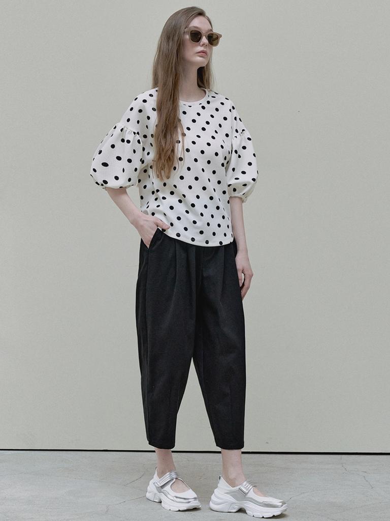 Avang Crop Cotton Banding Pants - Black