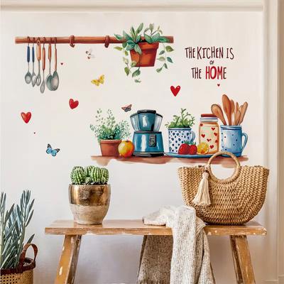 Creative Kitchen Wall Stickers Kitchen Utensils Wall Stickers Kitchen Dining Room Home Decoration Wall Stickers Self-adhesive Wall Stickers
